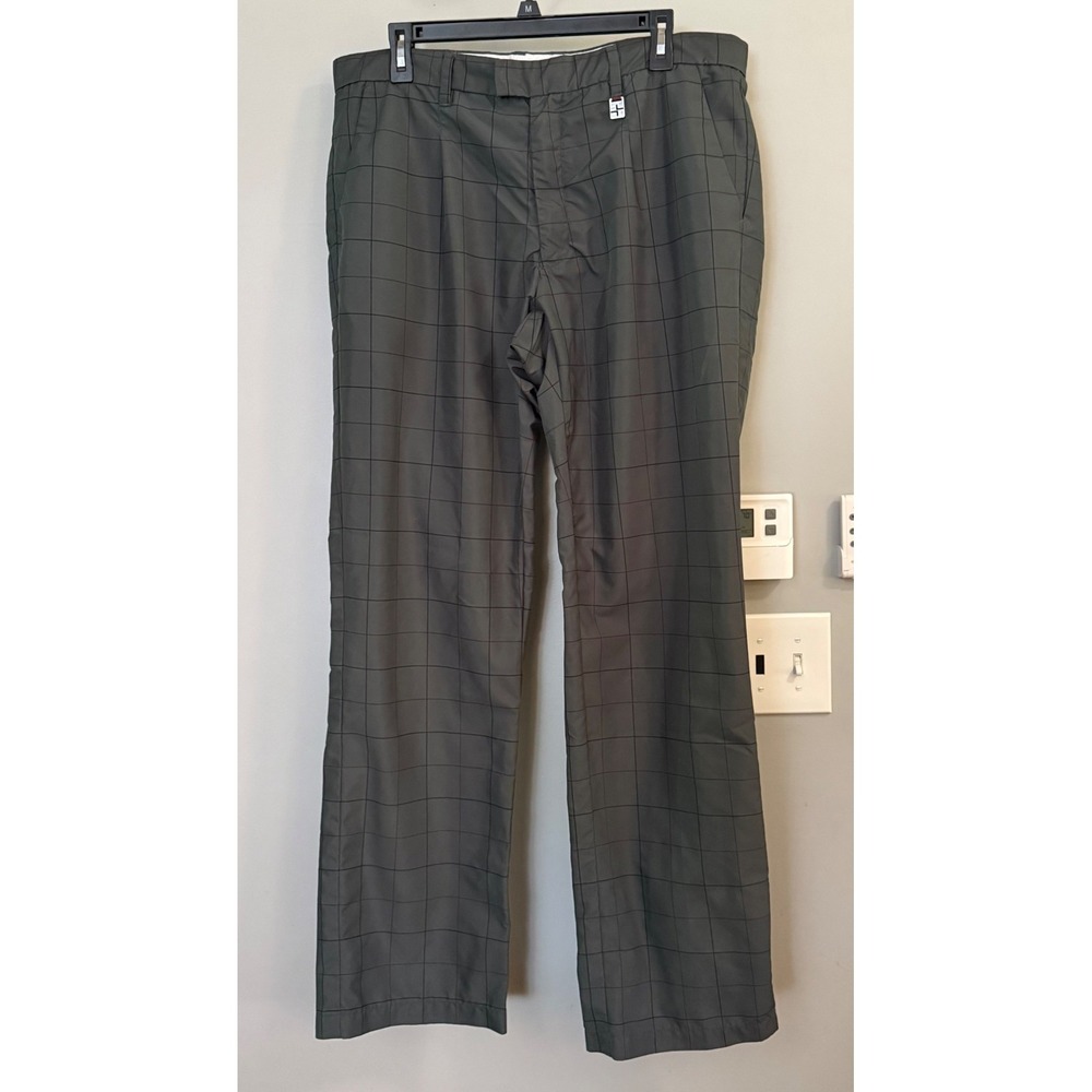 Cross Sportswear Golf Pants Mens 36 Grey Windowpane Grid Technical Trousers